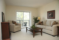 892 square foot Garden level 1 bedroom & den condo